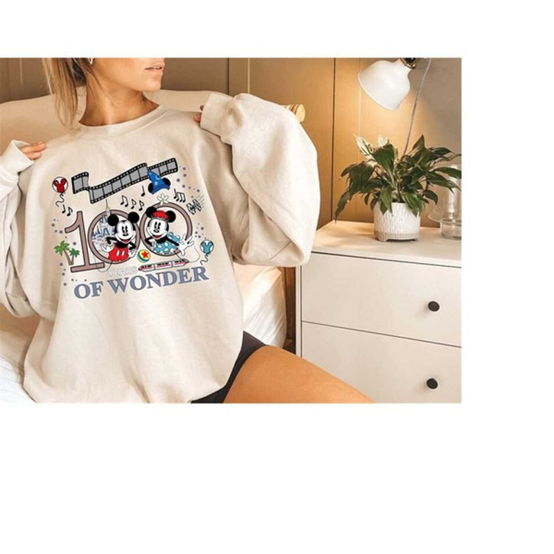 Mickey and Minnie Disney 100 Years Of Wonder Sweatshirt, Disneyland Trip Sweater, Unisex Sweatshirt, Hoodie