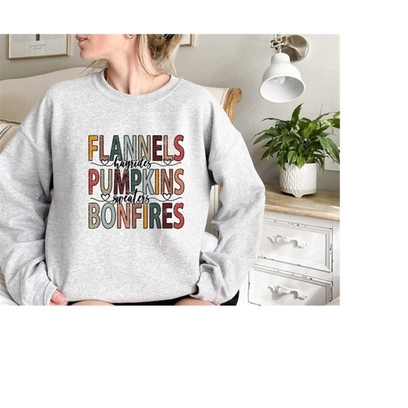 Flannels Hayrides Pumpkins Sweaters Bonfires Sweatshirt, Fall Sweatshirt, Unisex Sweatshirt, Hoodie