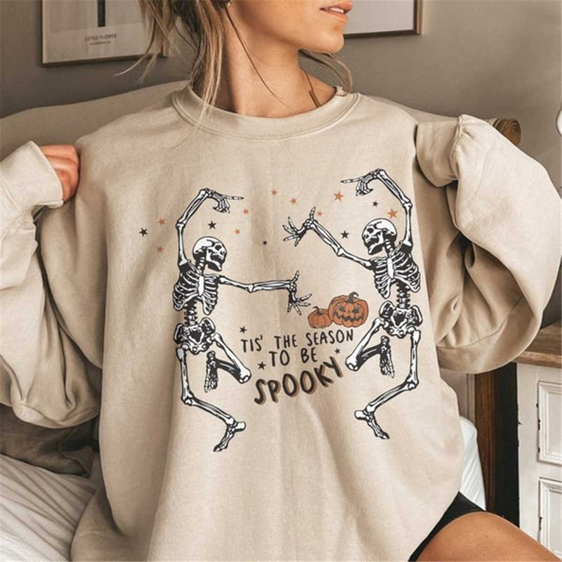Dancing Skeleton Sweatshirt, Pumpkin Sweater, Pumpkin Skeleton Shirt, Fall Sweatshirt, Unisex Sweatshirt, Hoodie