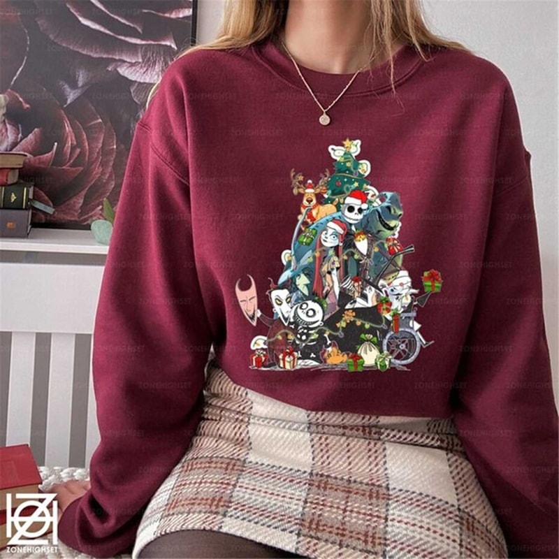 Christmas Tree Nightmare Before Christmas Characters Sweatshirt, Unisex Sweatshirt, Hoodie