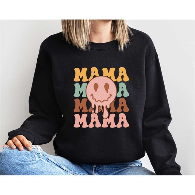 Mama graphic sweatshirt, happy mama crewneck, retro happy mama sweatshirt, Unisex Sweatshirt, Hoodie