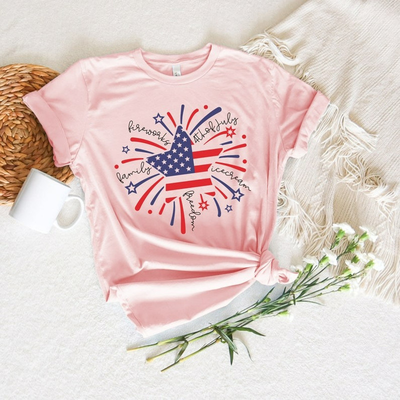 Fireworks T-Shirt,American Flag Shirt,Fireworks Family Tee,Patriotic Shirt, Unisex T-Shirt
