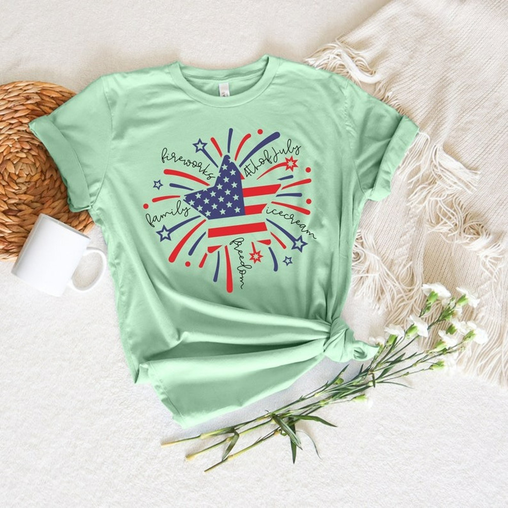 Fireworks T-Shirt,American Flag Shirt,Fireworks Family Tee,Patriotic Shirt, Unisex T-Shirt