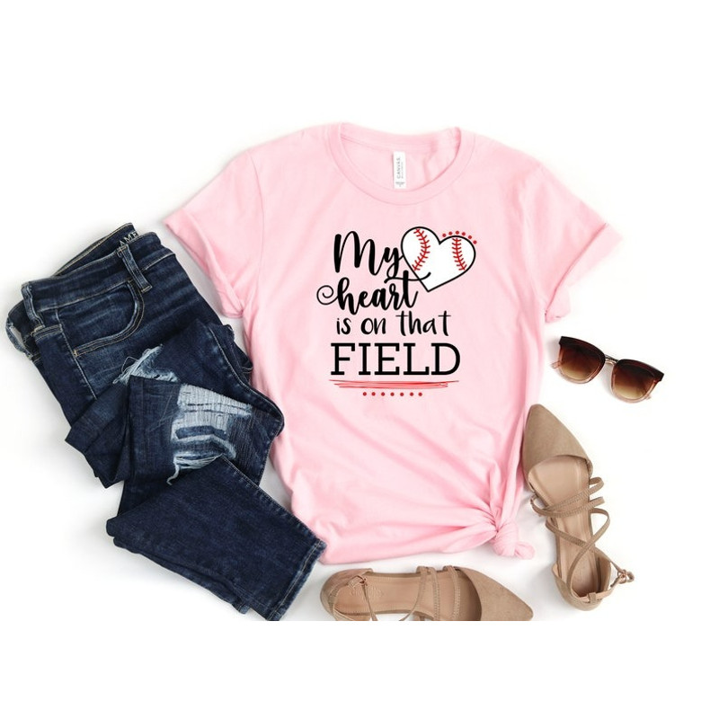 My heart is on field Shirt, Boy and girl mom shirt, Mothers Day Shirt, Unisex T-Shirt