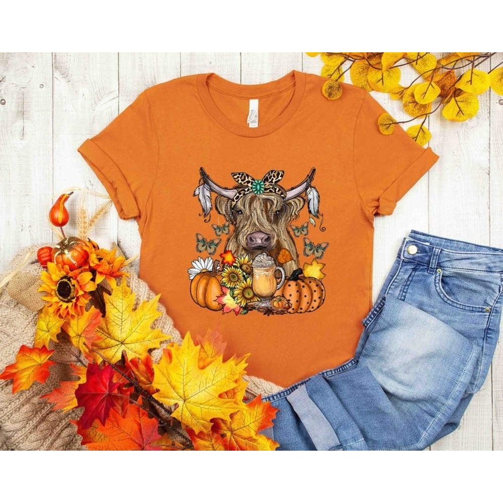 Highland Cow Thanksgiving Shirt, Thanksgiving Cow Shirt, Unisex T-Shirt