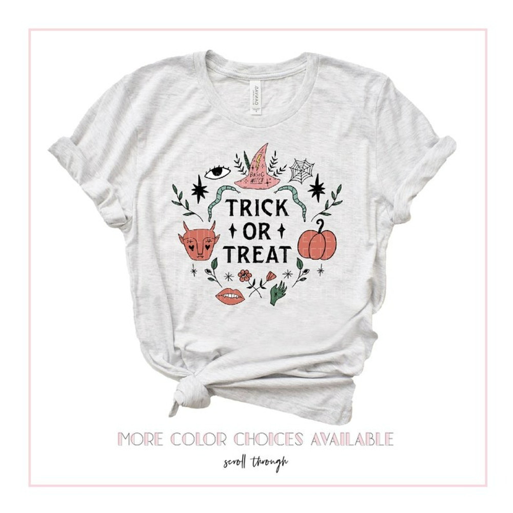 Halloween Shirt, Trick Or Treat Halloween Favorites Doodles Little Things, Unisex T-Shirt