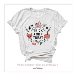 halloween shirt, trick or treat halloween favorites doodles little things, unisex t-shirt