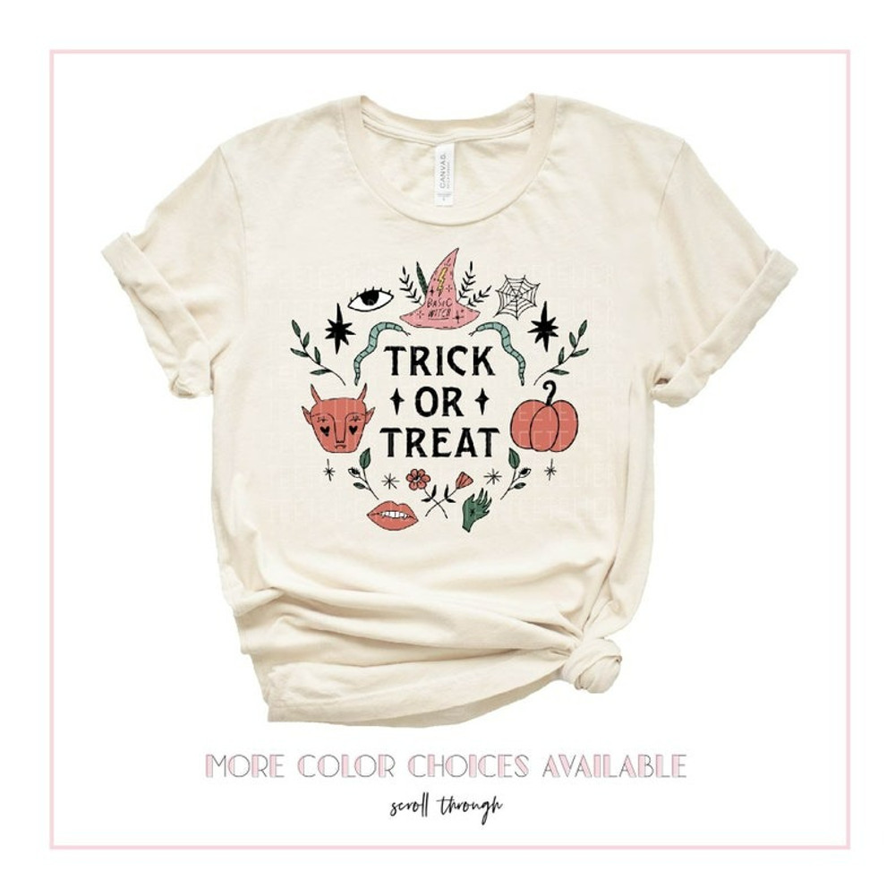 Halloween Shirt, Trick Or Treat Halloween Favorites Doodles Little Things, Unisex T-Shirt