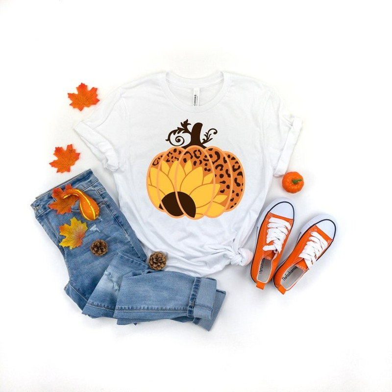 Leopard Pumpkin Shirt, Cheetah Pumpkin Shirt,Thanksgiving Shirt, Unisex T-Shirt