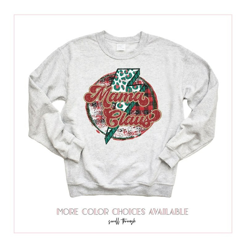 Mama Claus Sweatshirt,Leopard Lightning Bolt Buffalo Plaid Christmas Shirt, Unisex Sweatshirt, Hoodie