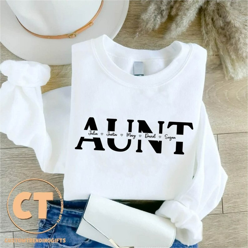 Auntie Sweatshirt With Nieces Nephews Names, Custom Auntie Sweatshirt With Kids Names, Unisex Sweatshirt, Hoodie