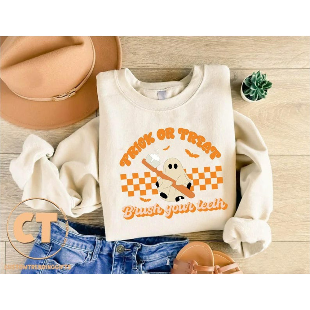 Dental Halloween Sweatshirt, Funny Halloween Dentist Gifts, Brush Your Teeth Shirt, Unisex Sweatshirt, Hoodie