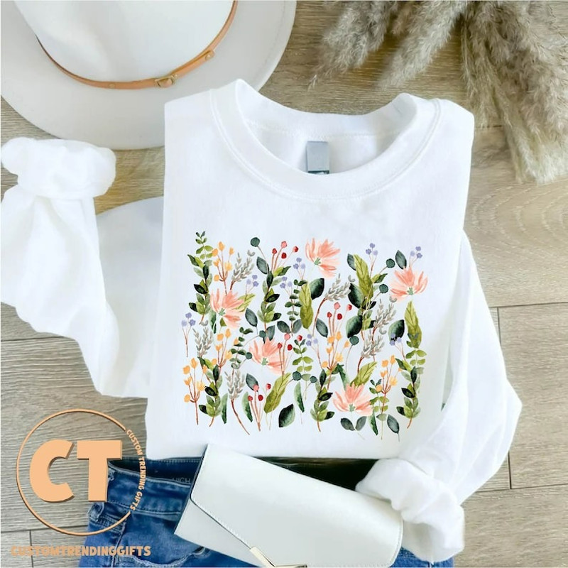 Boho Wildflowers Sweatshirt, Cottagecore Sweater, Unisex Sweatshirt, Hoodie