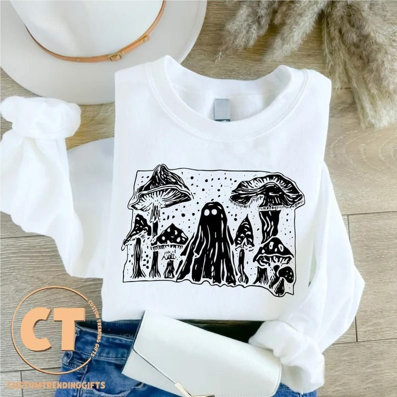 Mushroom Town Ghost Sweatshirt, Spooky Season Sweater, Unisex Sweatshirt, Hoodie