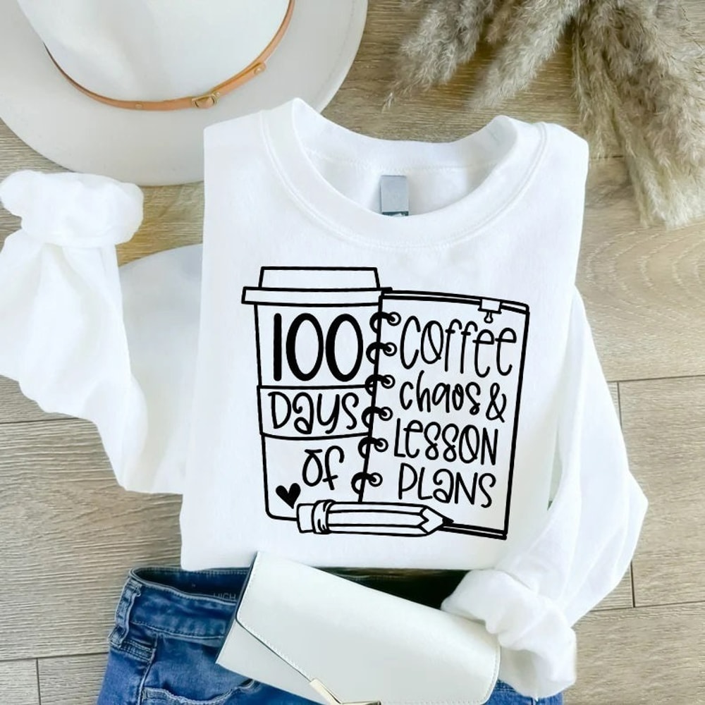 100 Days of Coffee Sweatshirt, 100 Days of School Shirt, Teacher Gifts, Unisex Sweatshirt, Hoodie