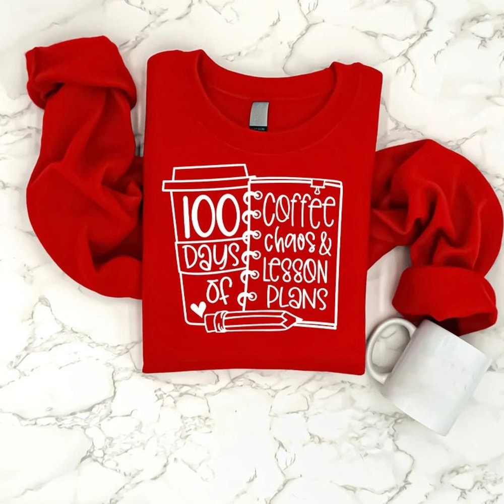 100 Days of Coffee Sweatshirt, 100 Days of School Shirt, Teacher Gifts, Unisex Sweatshirt, Hoodie