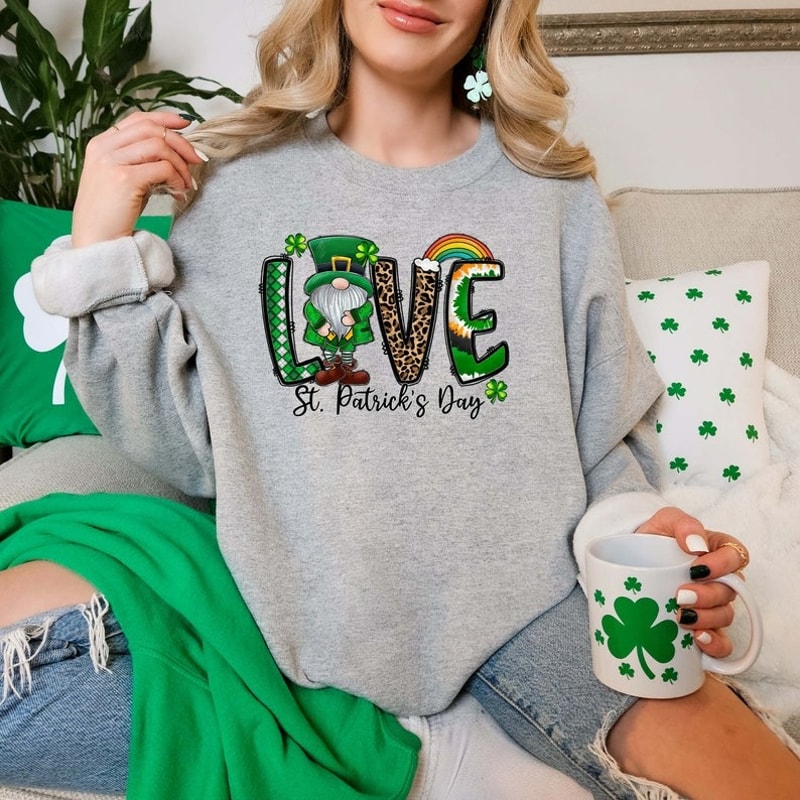 Love Gnome St. Patrick's Day Sweatshirt, Gnome Love Sweater, Unisex Sweatshirt, Hoodie