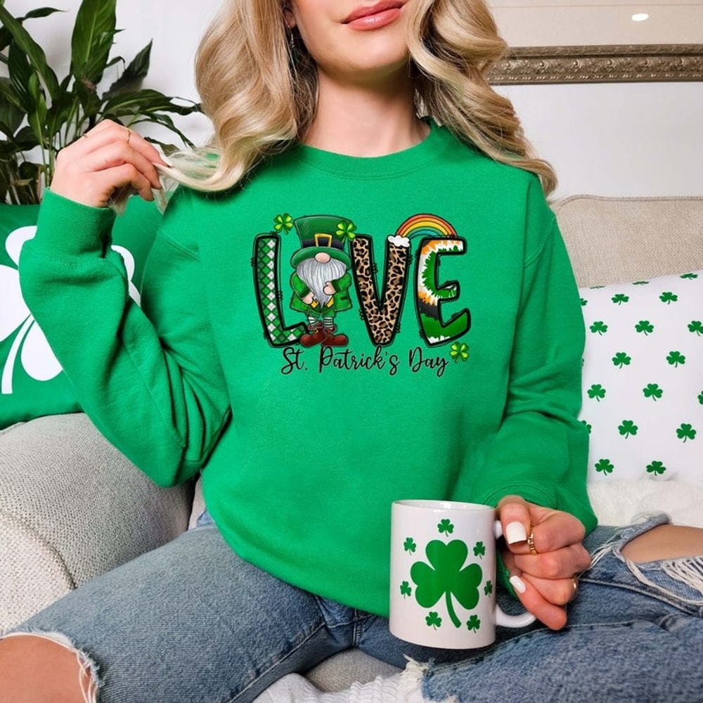 Love Gnome St. Patrick's Day Sweatshirt, Gnome Love Sweater, Unisex Sweatshirt, Hoodie