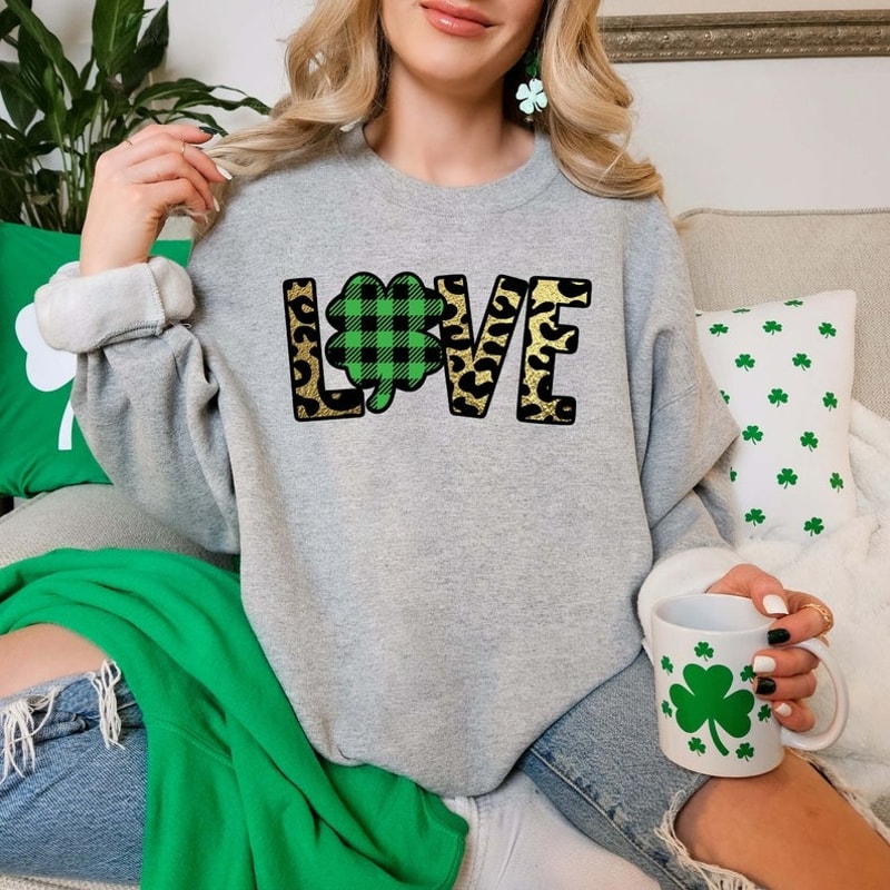 Love Sweatshirt, Shamrock Sweatshirt, St. Patrick's Day Sweatshirt, Unisex Sweatshirt, Hoodie