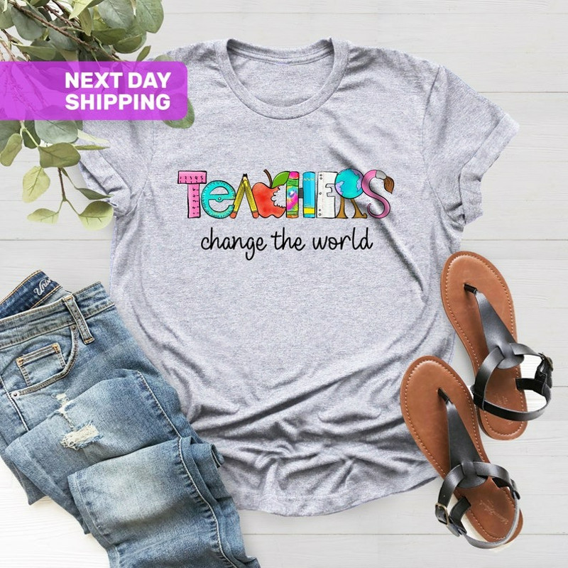 Teachers Can Change The World T-shirt, Teacher Gifts, Kindergarten Shirt, Unisex T-Shirt