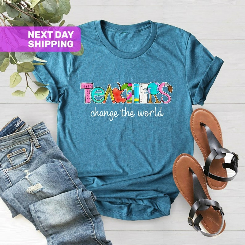 Teachers Can Change The World T-shirt, Teacher Gifts, Kindergarten Shirt, Unisex T-Shirt