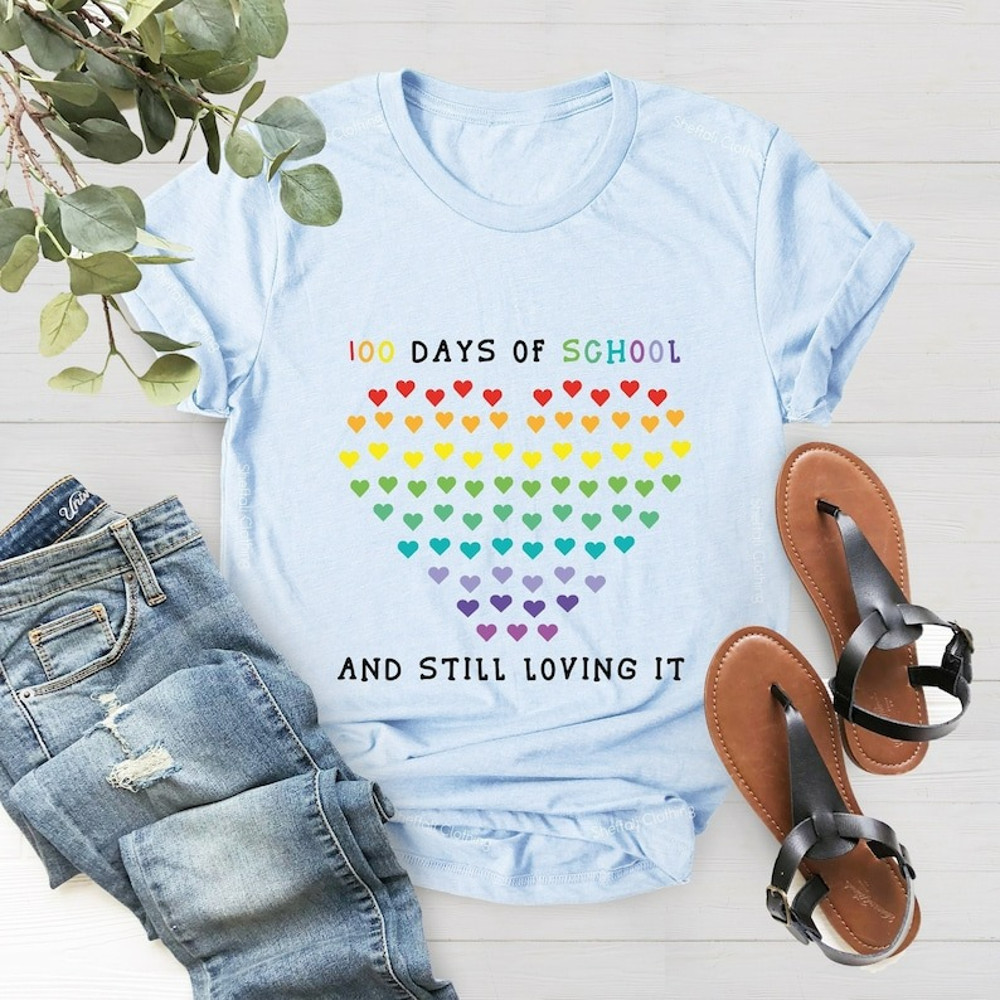 100 Days of School And Still Loving It Shirt, Kindergarten Teacher, Unisex T-Shirt