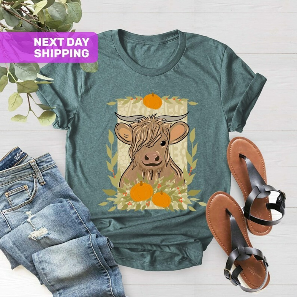 Long Horn Thankful Cow Shirt, Fall Thankful Cow Shirt, Unisex T-Shirt
