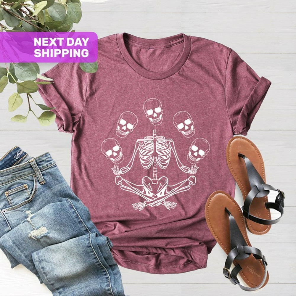 Skeleton Juggling Halloween Tee Shirt, Spooky Halloween TShirt, Unisex T-Shirt