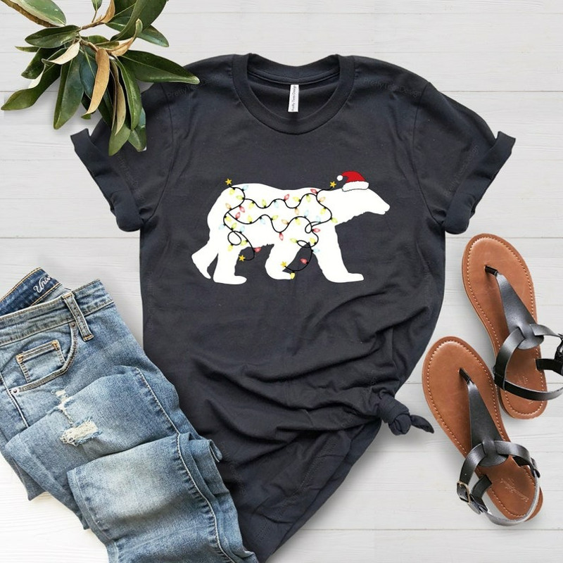 Christmas Polar Bear Lights Shirt, Christmas Family Tee, Christmas Shirt, Unisex T-Shirt