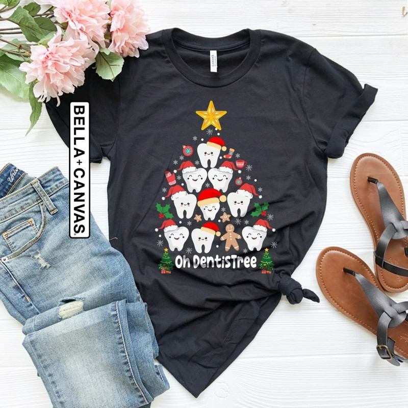 Oh Dentistree Tooth Tree Shirt, Christmas Tooth T-Shirt, Dental Crew, Unisex T-Shirt