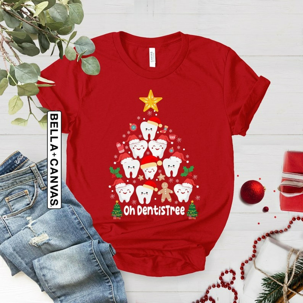 Oh Dentistree Tooth Tree Shirt, Christmas Tooth T-Shirt, Dental Crew, Unisex T-Shirt