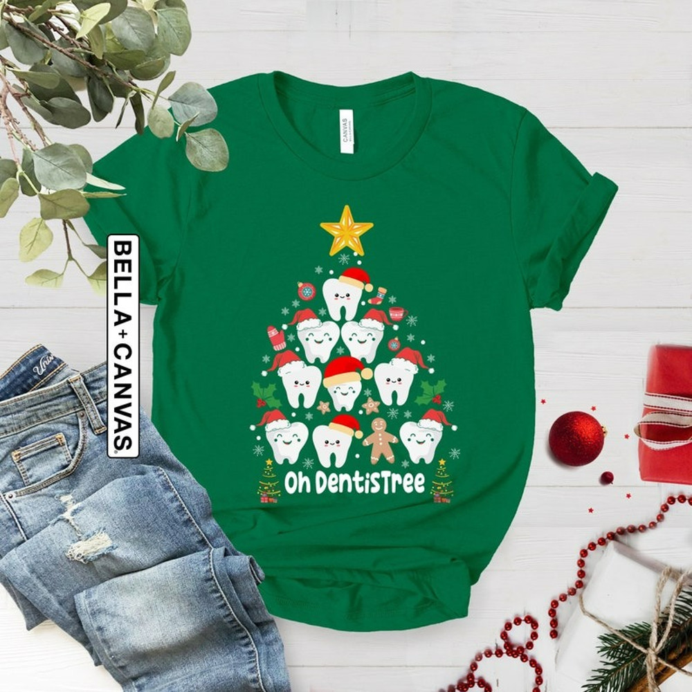 Oh Dentistree Tooth Tree Shirt, Christmas Tooth T-Shirt, Dental Crew, Unisex T-Shirt