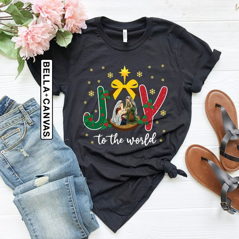 Joy Shirt, Joy To The World Tee, Nativity Shirt, Christmas Unisex Shirt, Unisex T-Shirt