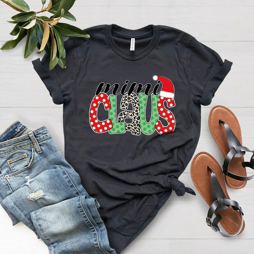 Christmas Shirt, Mimi Claus Shirt, Leopard Mimi Claus, Grandma Gift, Unisex T-Shirt