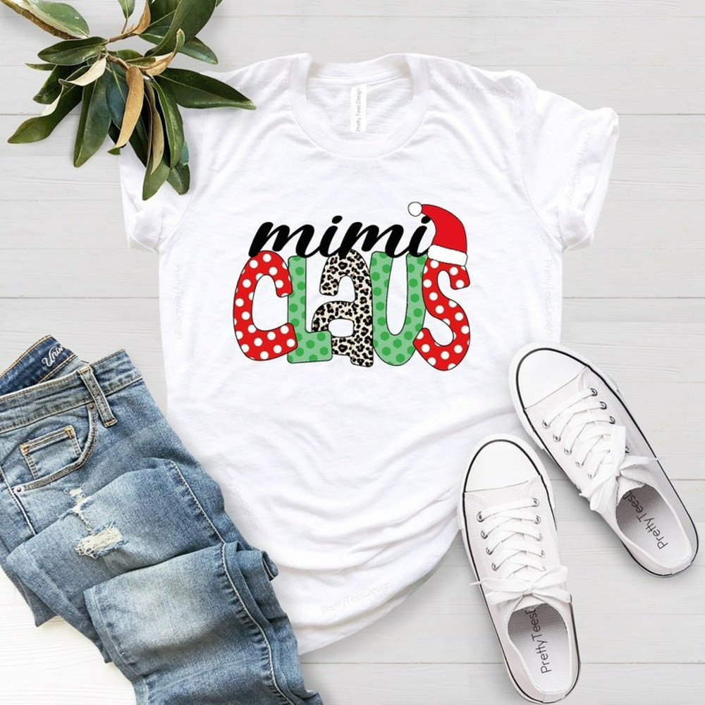 Christmas Shirt, Mimi Claus Shirt, Leopard Mimi Claus, Grandma Gift, Unisex T-Shirt