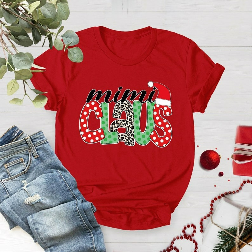 Christmas Shirt, Mimi Claus Shirt, Leopard Mimi Claus, Grandma Gift, Unisex T-Shirt