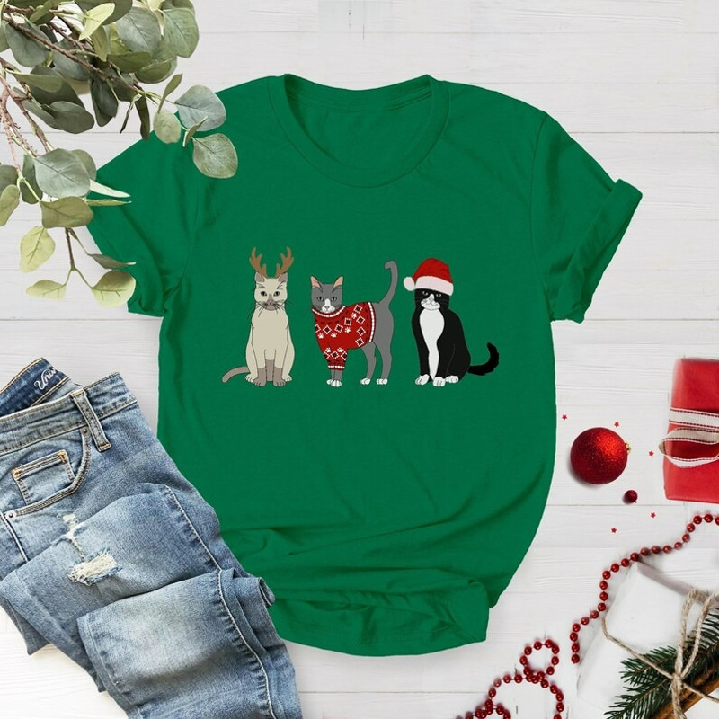 Christmas Shirt, Christmas Cat Shirt, Meowy Christmas Shirt, Cat Lover Gift, Unisex T-Shirt