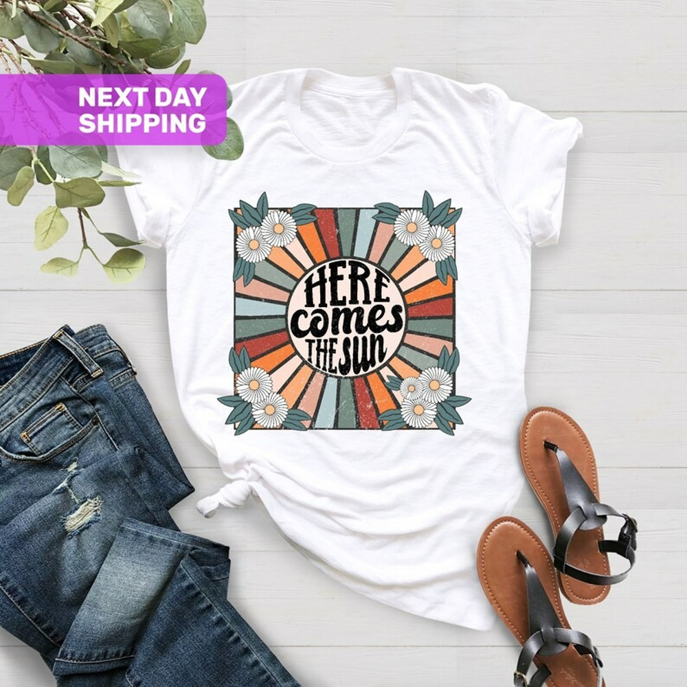 Here Comes the Sun T Shirt For Women, Beatles Retro Shirt, Motivational Shirt, Unisex T-Shirt