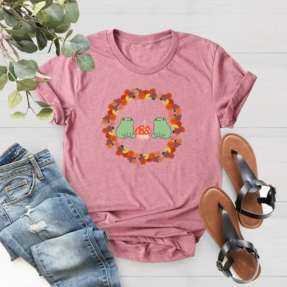 Frogs Drinking Tea Mushroom Shirt, Mushroom Shirt, Frogs Lovers, Botacinal Tee, Unisex T-Shirt