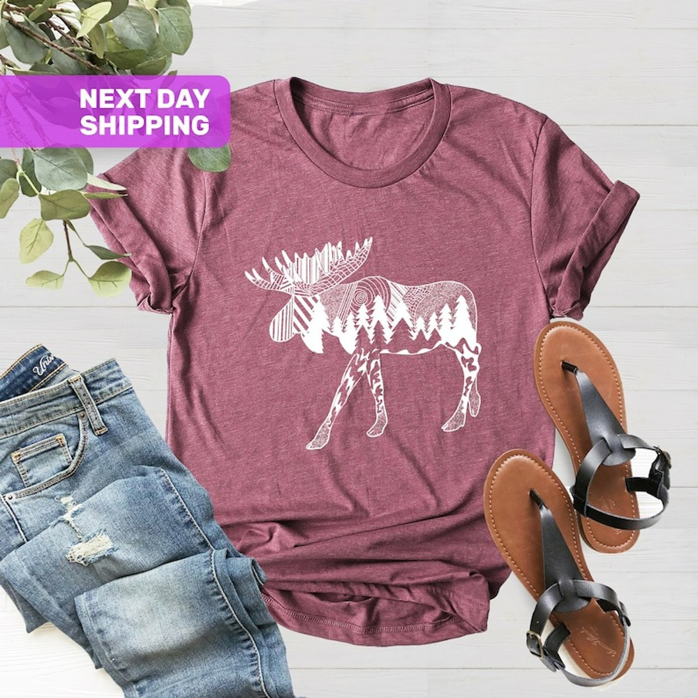 Nature Moose Shirt, Cute Shirt for Women, Moose Shirts, Moose Lover Gift, Unisex T-Shirt