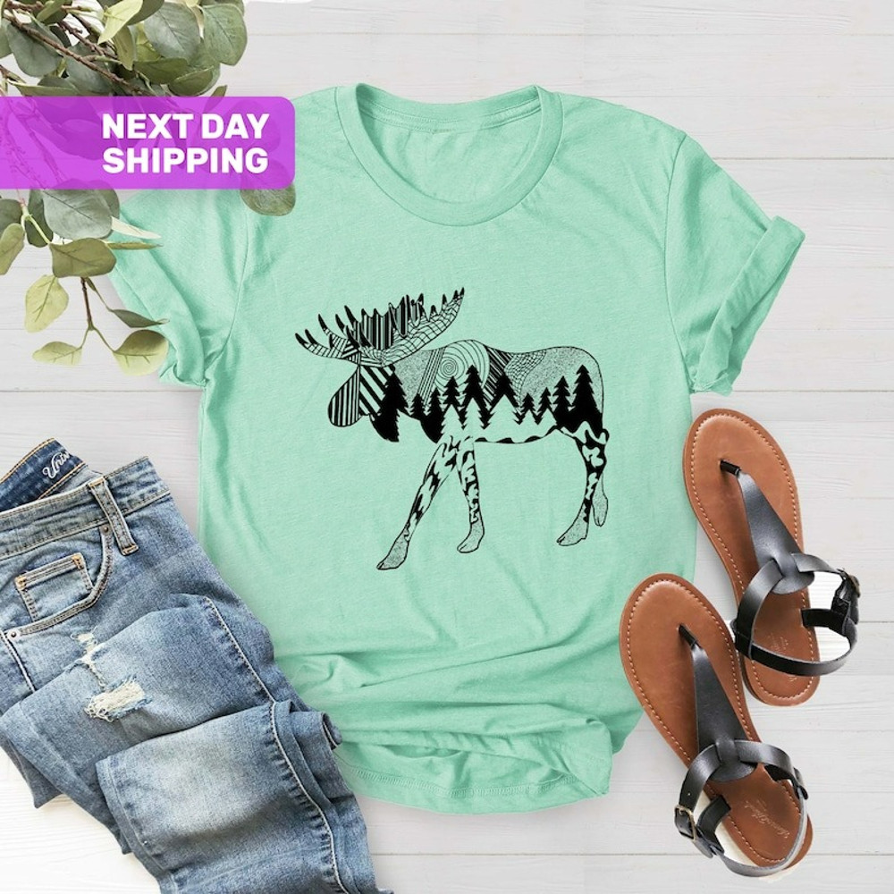 Nature Moose Shirt, Cute Shirt for Women, Moose Shirts, Moose Lover Gift, Unisex T-Shirt