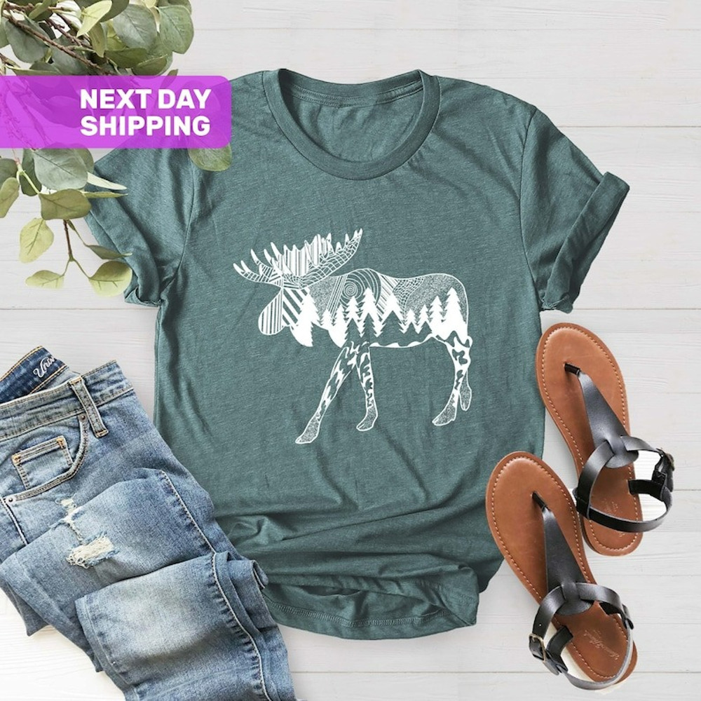 Nature Moose Shirt, Cute Shirt for Women, Moose Shirts, Moose Lover Gift, Unisex T-Shirt