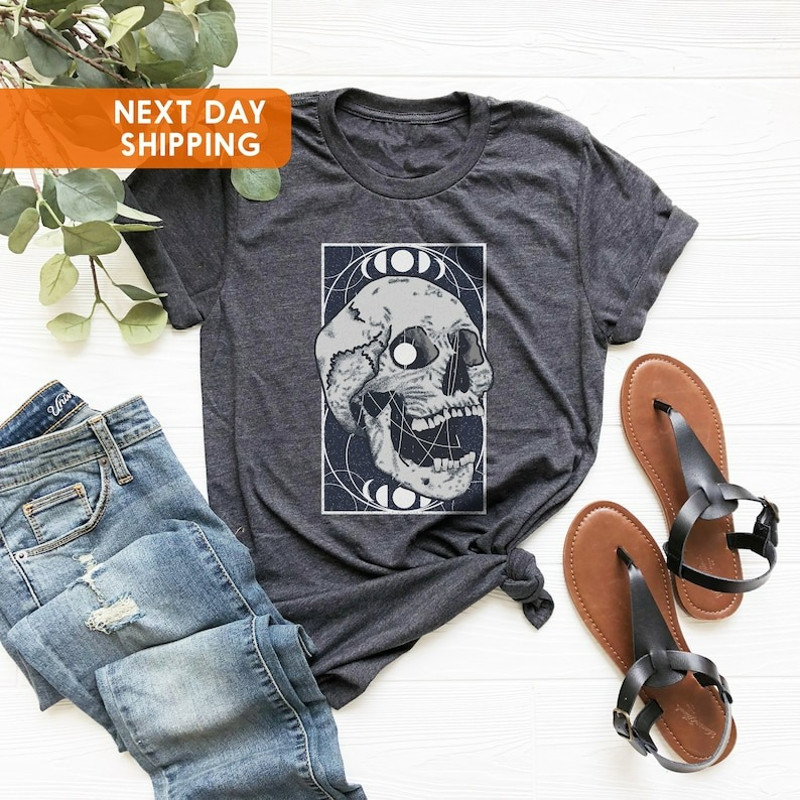 Gothic Skull Shirt, Moon Phases T-shirt, Pastel Goth Apparel, Pastel Goth Clothing, Unisex T-Shirt