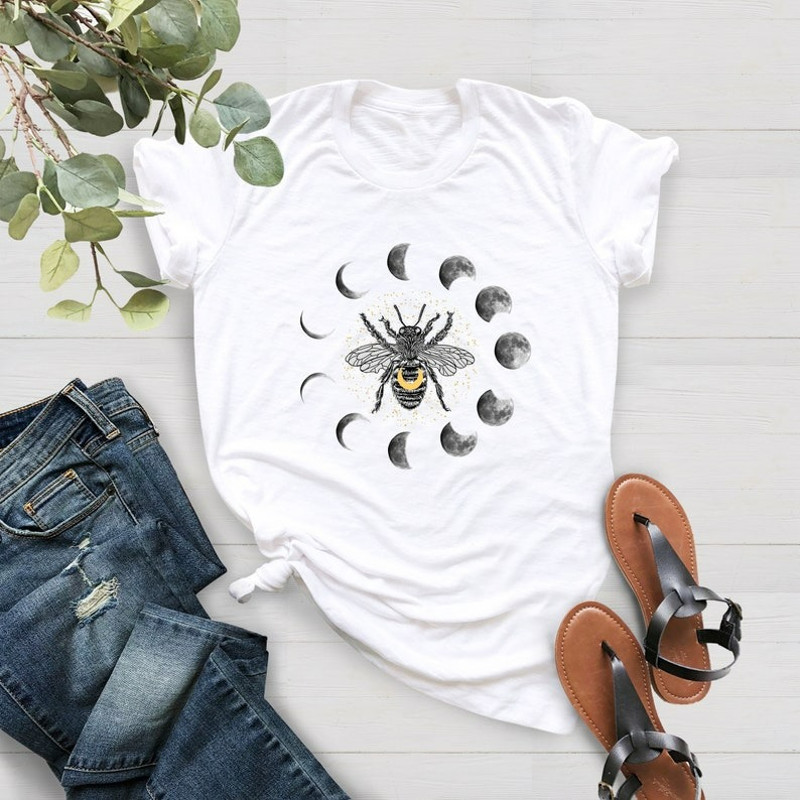 Mystical Moon Bee Shirt, Mystical Bee Shirt, Moon Phases Bee Shirt, Unisex T-Shirt