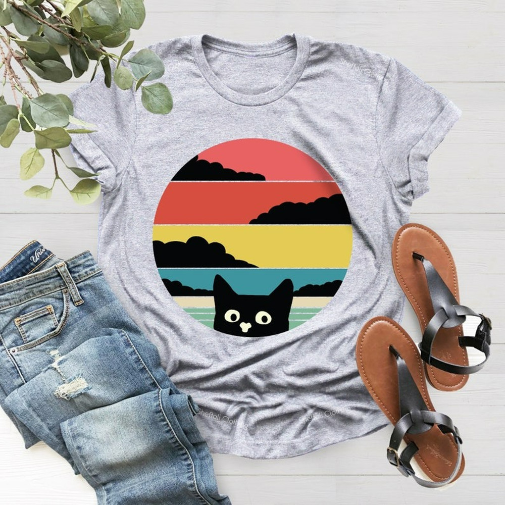 Cat Retro Funny T-Shirt, Vintage Cat Shirt, Cat Lover Shirt, Cat Mom Shirt, Unisex T-Shirt