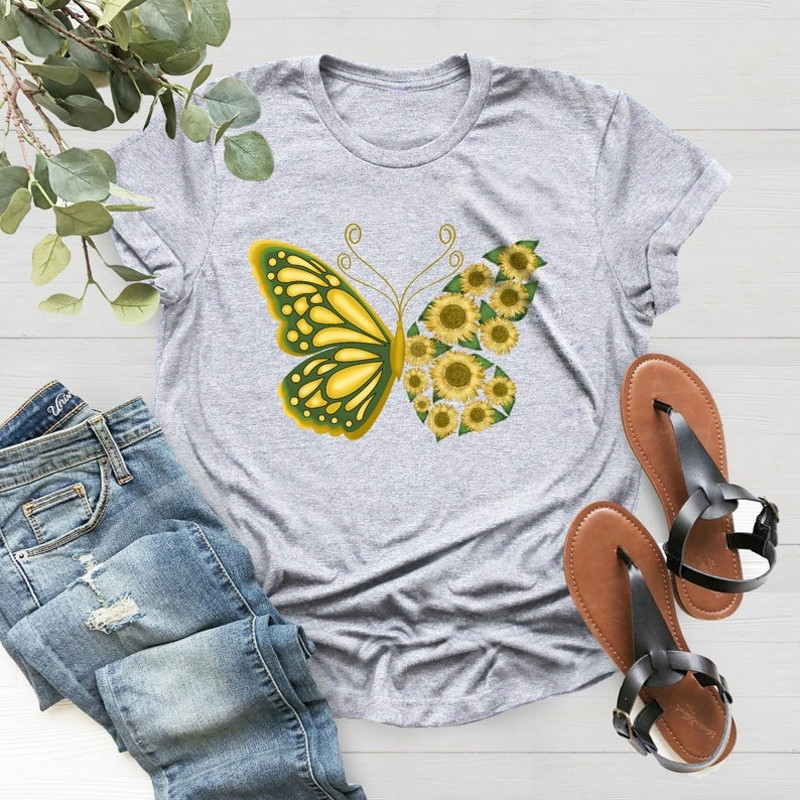 Butterfly Shirt, Sunflower Shirt, Fall Shirt, Butterfly Lover, Woman Sunflower Shirt, Unisex T-Shirt