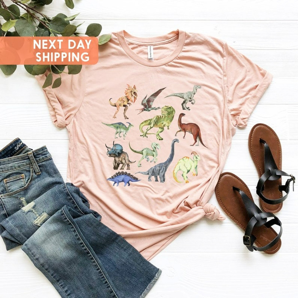 Dinosaurs Print Shirt, Triceratops Shirt, Birthday Gift, Christmas Gift Women, Unisex T-Shirt