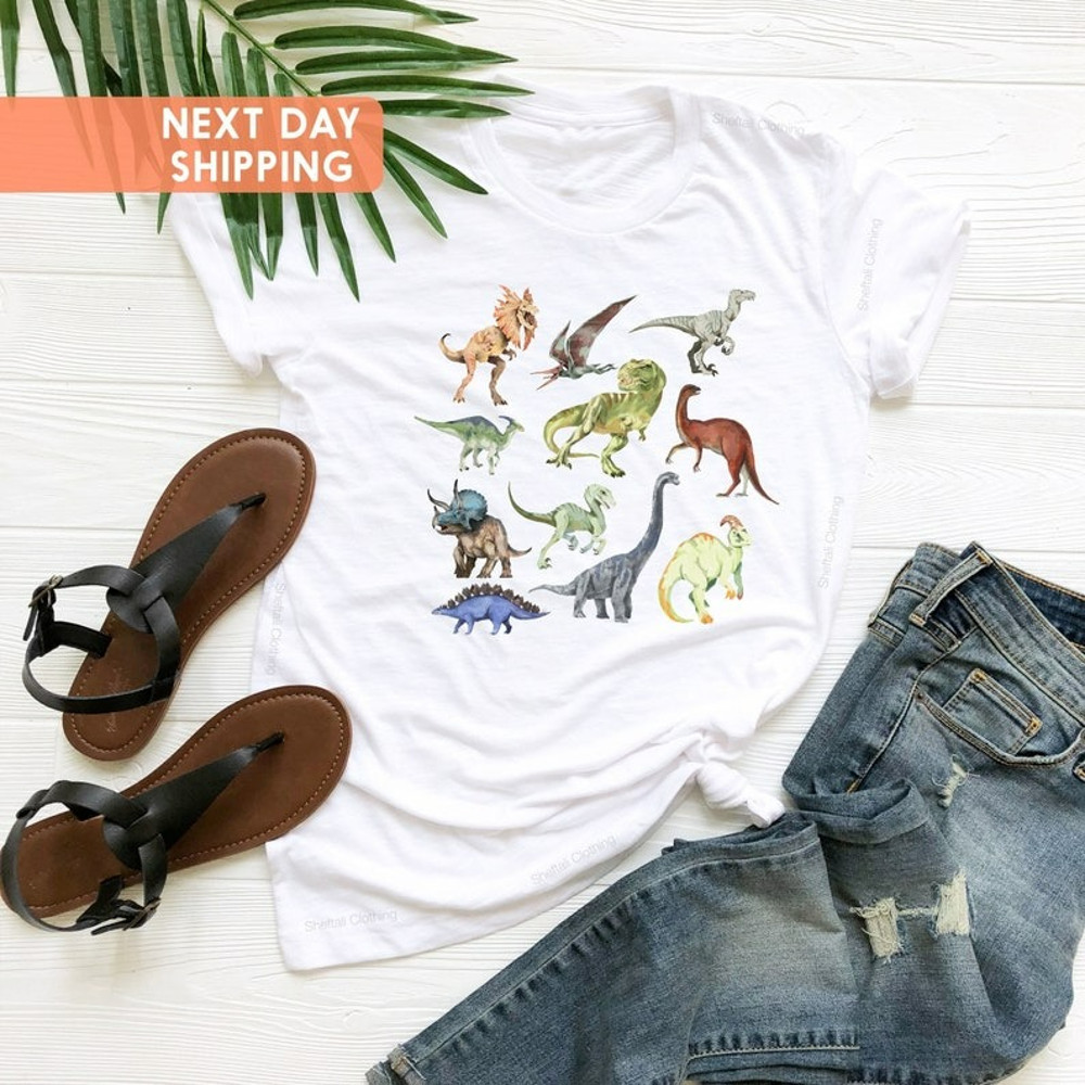 Dinosaurs Print Shirt, Triceratops Shirt, Birthday Gift, Christmas Gift Women, Unisex T-Shirt