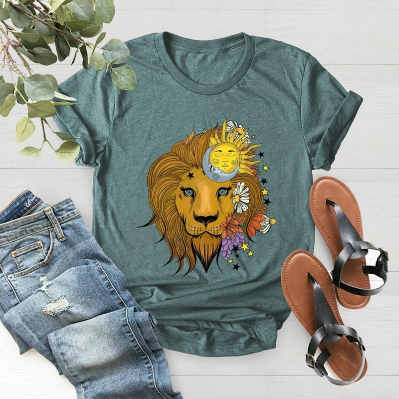 Lion Flower Shirt, Floral Lion Shirt, Animal Shirts, Lion Lover Shirt, Unisex T-Shirt