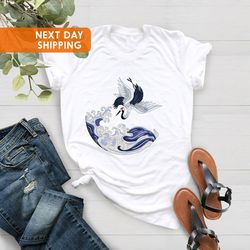 crane bird shirt, heron shirts, sea bird t-shirt, yin yang bird t-shirt, unisex t-shirt